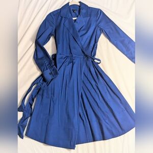 Long sleeves wrap dress with collar, Sz 2